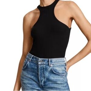 ALL SAINTS Norma Ribbed Black Bodysuit Size 2 NWT